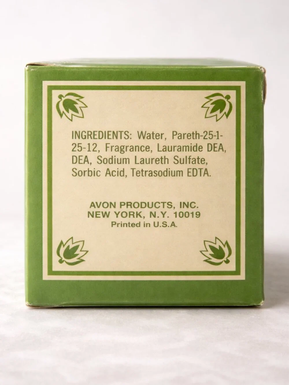 Avon Charisma Green Glass Bath Oil Urn 9” NIB Vintage Gold Motif Collectible
